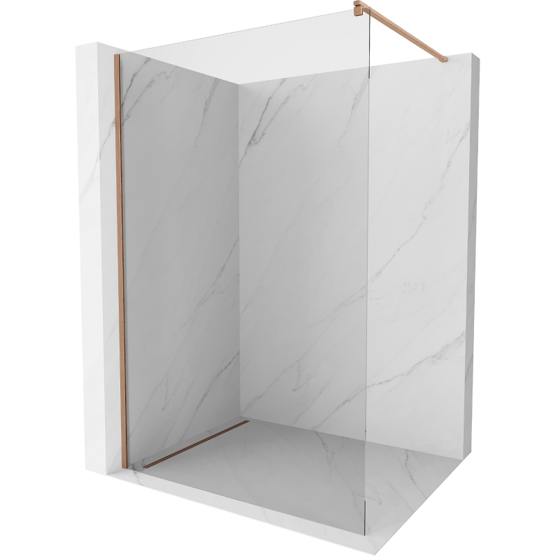 Mexen Kioto sprchová stena Walk-in 100 x 200 cm, transparentná 8 mm, brúsená meď - 800-100-101-65-00