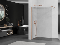 Mexen Kioto sprchová stena Walk-in 100 x 200 cm, transparentná 8 mm, brúsená meď - 800-100-101-65-00