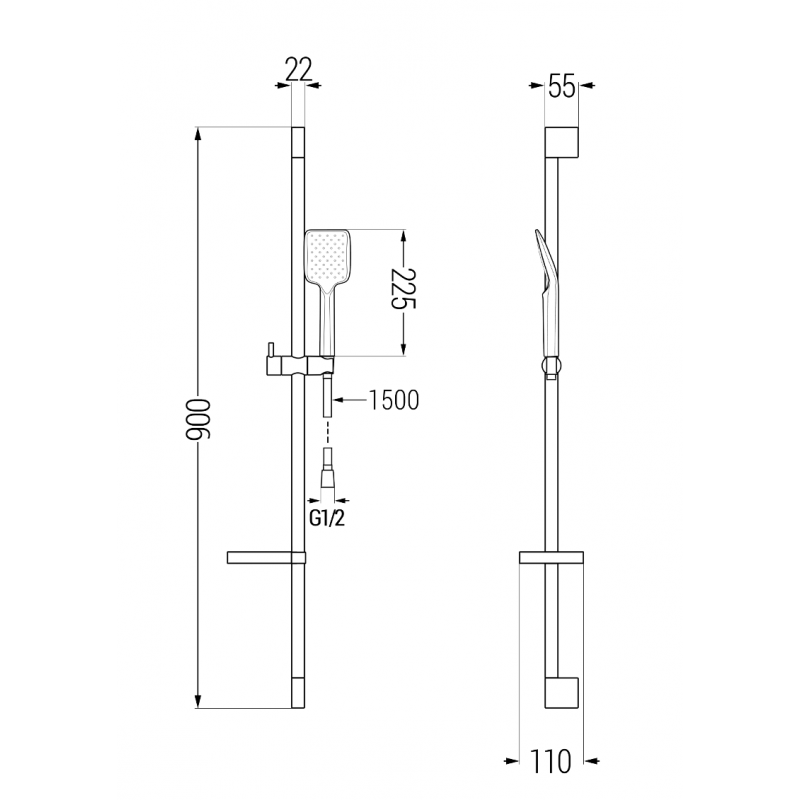 Mexen Alexa DS40 sprchový set, čierny - 71214DS40-70