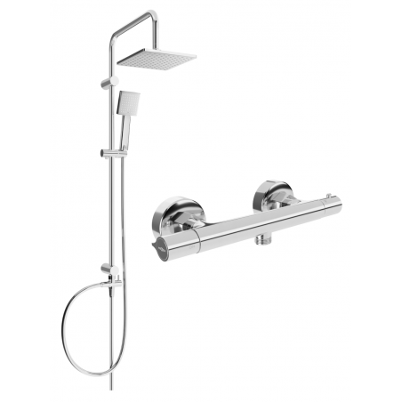 Mexen Tord nástenná sprchová súprava s dažďovou sprchou a termostatickou sprchovou batériou Slim, chróm - 77105200-00