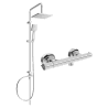 Mexen Tord nástenná sprchová súprava s dažďovou sprchou a termostatickou sprchovou batériou Slim, chróm - 77105200-00