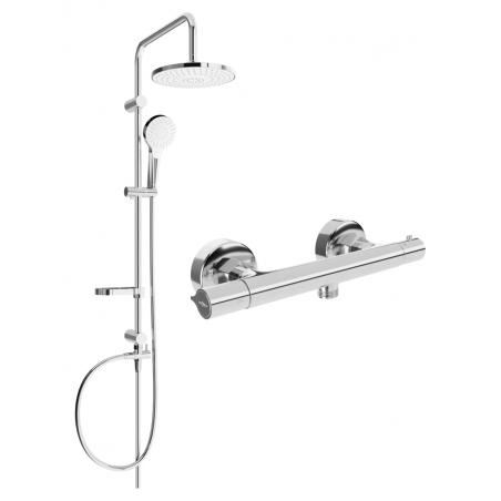 Mexen Slim Erik povrchový sprchový set s dažďovou sprchou a termostatickou sprchovou batériou, chróm - 77105205-00