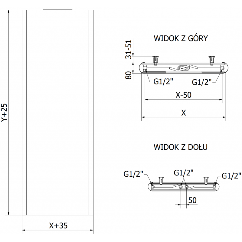 Mexen Flat VR20S doskový radiátor 1800 x 600 mm, spodné stredové pripojenie, 1308 W, antracit - W6VR20S-180-060-66