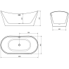 Mexen Montana voľne stojaca vaňa 180 x 90 cm, biela, prepad biely - 52011809000-20