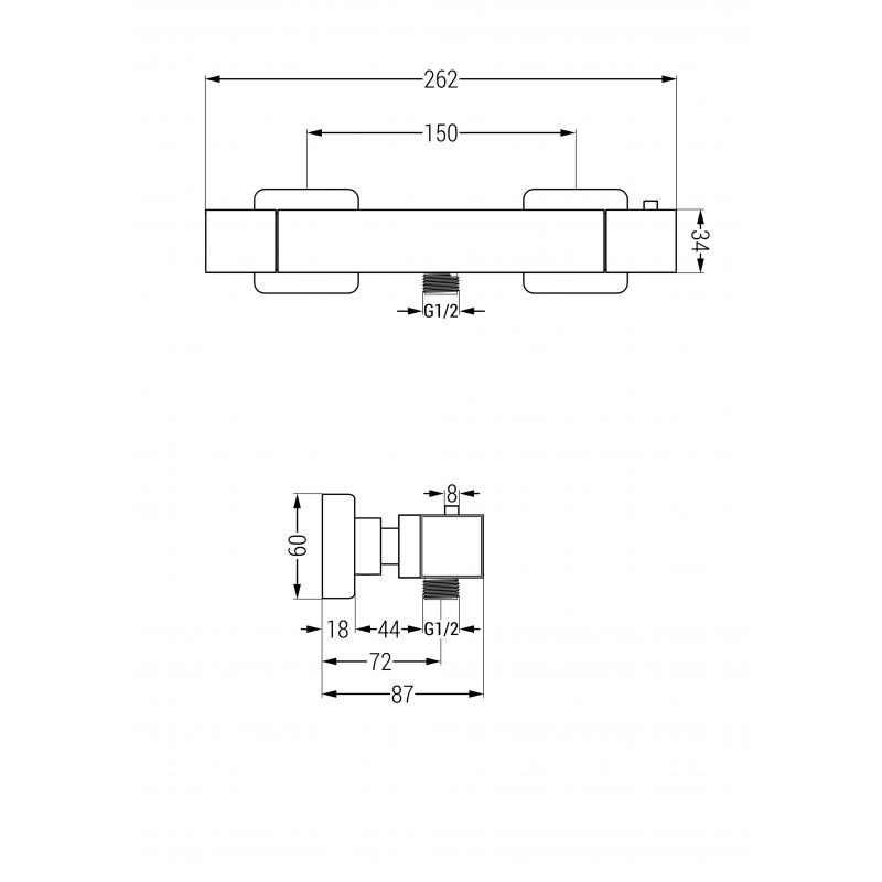 Mexen Carl nadomový sprchový set s dažďovou sprchou a termostatickou sprchovou batériou Cube, čierny - 77200240-70