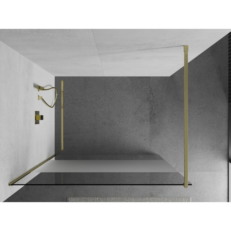 Mexen Kioto sprchová zástena Walk-in 110 x 200 cm, transparentný/matný 8 mm, zlatá kartáčovaná - 800-110-101-55-35