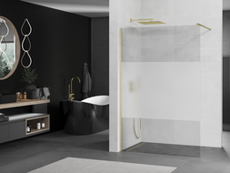 Mexen Kioto sprchová stena Walk-in 120 x 200 cm, transparentné/matné 8 mm, zlatá kefovaná - 800-120-101-55-35