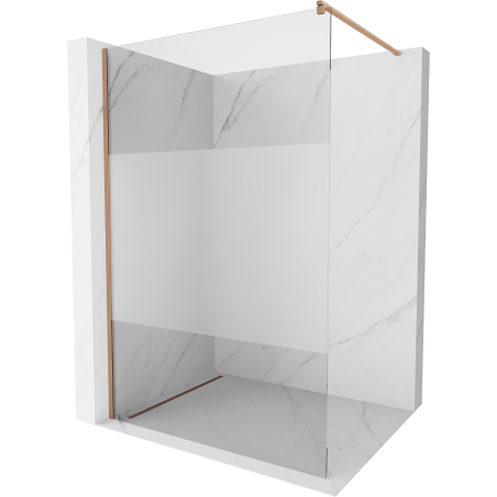 Mexen Kioto sprchová priečka Walk-in 90 x 200 cm, transparentná/matná 8 mm, brúsená meď - 800-090-101-65-35