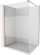 Mexen Kioto sprchová stena Walk-in 100 x 200 cm, transparentná/matná 8 mm, brúsená meď - 800-100-101-65-35