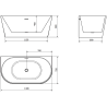 Mexen Oval voľnostojaca priemyselná vaňa 140 x 75 cm, biela, preliv chróm - 52671407500-01
