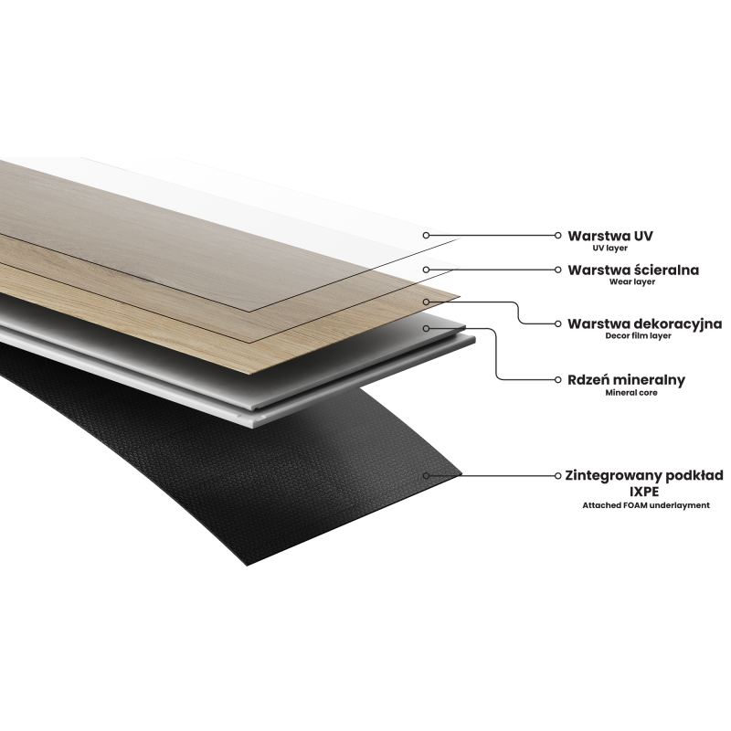 Mexen Parkland vinylové panely 1240 x 182 mm SPC 6,5 mm, podklad IXPE 1,5 mm, 4 V-drážka, Dub - F1024-1240-182-505-4V1-01