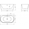 Mexen Oval voľne stojaca priemyselná vaňa 140 x 75 cm, biela/čierna, prepad chróm - 52671407575-01