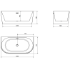 Mexen Oval voľne stojaca priemyselná vaňa 150 x 75 cm, biela, preliv z brúseného zlata - 52671507500-55