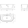 Mexen Oval voľne stojaca priemyselná vaňa 150 x 75 cm, biela, čierny prepad - 52671507500-70