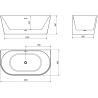 Mexen Oval vaňa voľne stojaca priemyselná 160 x 80 cm, biela, prepad čierny - 52671608000-70