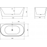 Mexen Oval voľne stojaca vaňa príčna 160 x 80 cm, biela/čierna, prepad brúsený nikel - 52671608075-97