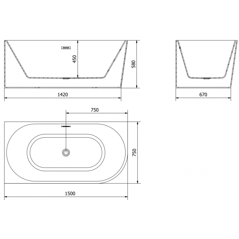 Mexen Mia voľne stojaca rohová ľavá vaňa 150 x 75 cm, biela/čierna, prepete brúsená meď - 52691507575L-65