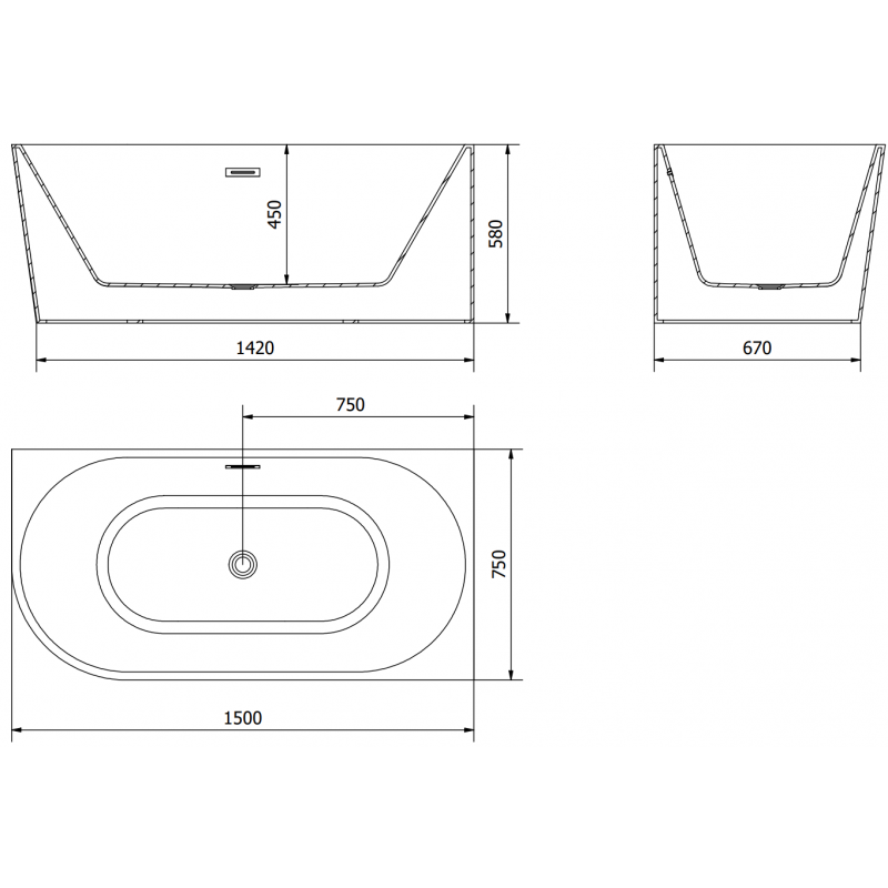 Mexen Mia voľne stojaca rohová vpravo 150 x 75 cm, biela/čierna, biely prepad - 52691507575P-20