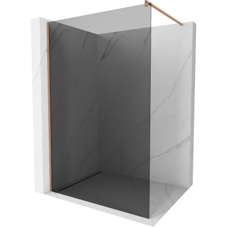 Mexen Kioto Sprchová stena Walk-in 100 x 200 cm, grafit 8 mm, brúsená meď - 800-100-101-65-40