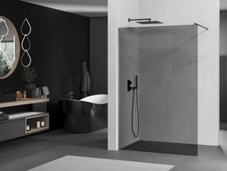 Mexen Kioto sprchová stěna Walk-in 90 x 200 cm, grafit 8 mm, gun gray broušený - 800-090-101-66-40