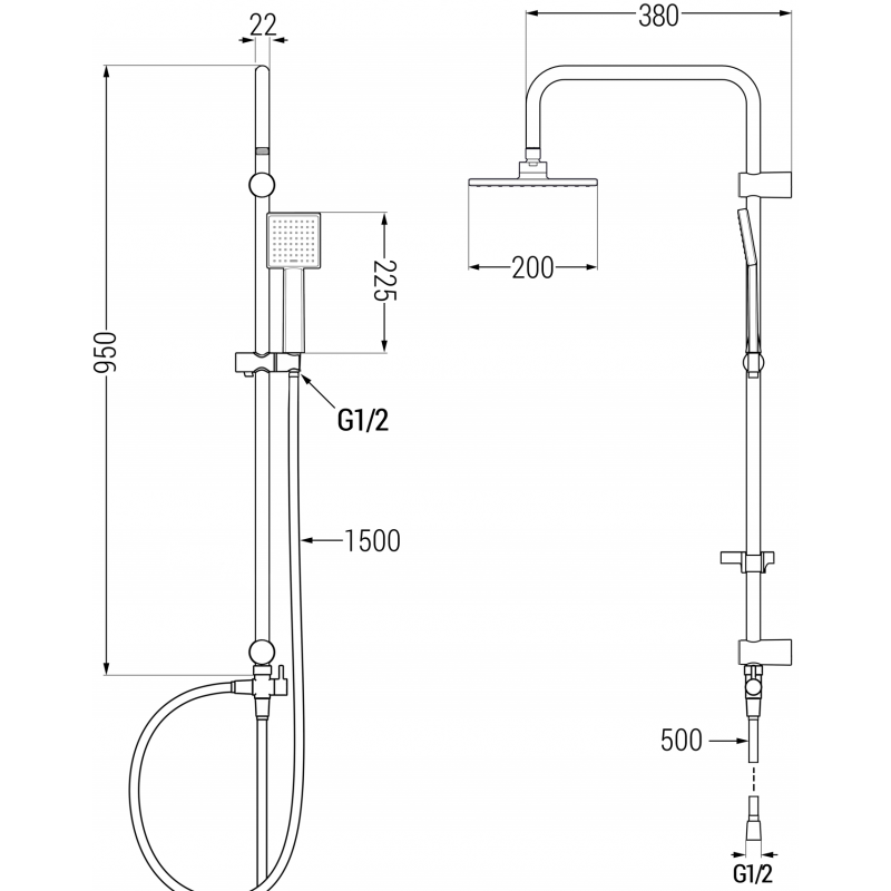 Mexen Tord nástenná sprchová súprava s dažďovou sprchou a sprchovou batériou Zero, chróm - 71140200-00