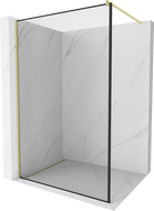 Mexen Kioto sprchová stena Walk-in 60 x 200 cm, čierny vzor 8 mm, zlatá kartáčovaná - 800-060-101-55-70