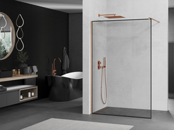 Mexen Kioto sprchová stena Walk-in 70 x 200 cm, čierny vzor 8 mm, mosadz brúsená - 800-070-101-65-70