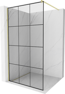 Mexen Kioto sprchová stěna Walk-in 100 x 200 cm, černý vzor 8 mm, zlato kartáčované - 800-100-101-55-77