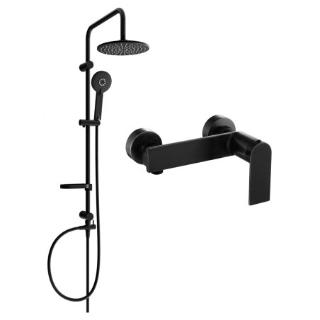Mexen Carl nástenná sprchová súprava s dažďovou hlavicou a sprchovou batériou Zero, čierna - 71140240-70