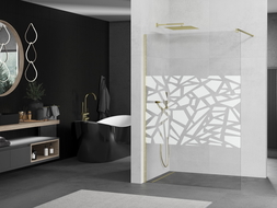 Mexen Kioto sprchová zástena Walk-in 80 x 200 cm, biely vzor 8 mm, zlatá brúsená - 800-080-101-55-85
