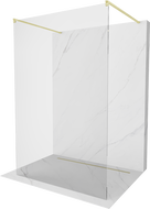 Mexen Kioto voľne stojaca sprchová priečka 100 x 200 cm, transparentná 8 mm, kartáčovaný zlatý - 800-100-002-55-00