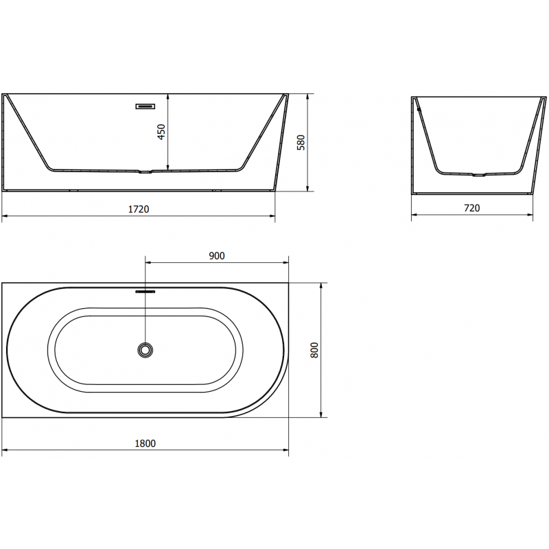 Mexen Mia voľne stojaca rohová vaňa ľavá 180 x 80 cm, biela/čierna, prepad chróm - 52691808075L-01