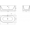 Mexen Mia voľne stojaca rohová pravostranná vaňa 180 x 80 cm, biela/čierna, biely prepad - 52691808075P-20