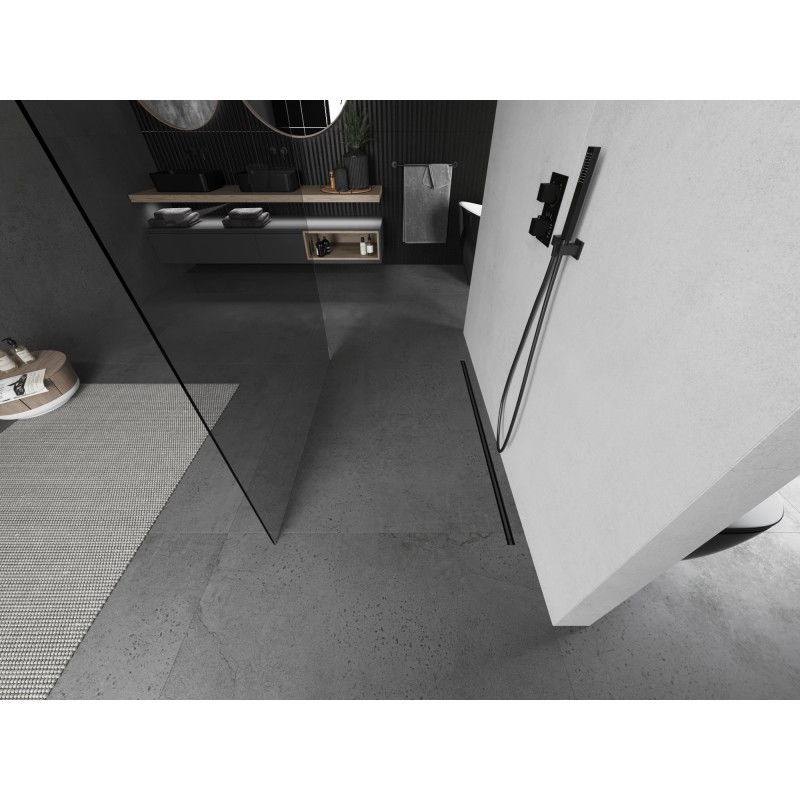 Mexen Kioto voľne stojaca sprchová stena 130 x 200 cm, priehľadná 8 mm, brúsená zbraňová sivá - 800-130-002-66-00