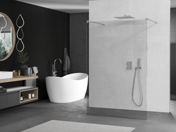 Mexen Kioto sprchová stena voľne stojaca 110 x 200 cm, priehľadná 8 mm, brúsený nikel - 800-110-002-97-00