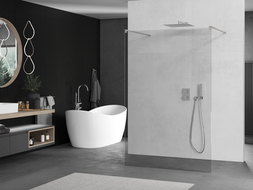 Mexen Kioto voľne stojaca sprchová stena 180 x 200 cm, transparentná 8 mm, kartáčovaný nikel - 800-180-002-97-00