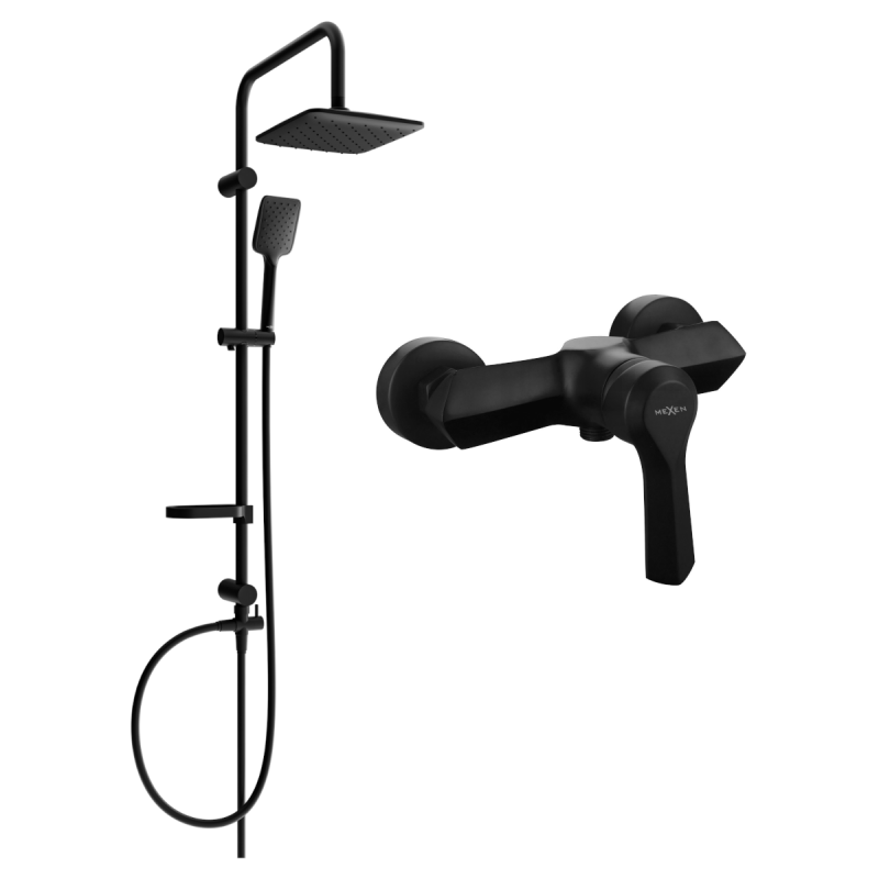 Mexen Sven batériový sprchový set s dažďovou sprchou a sprchovou batériou Sabre, čierny - 72140262-70