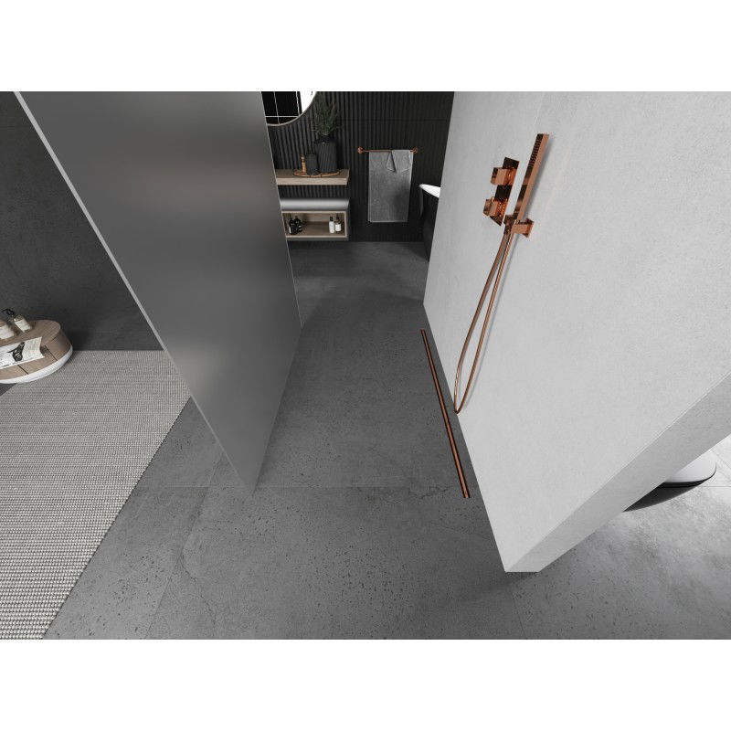 Mexen Kioto voľne stojaca sprchová stena 120 x 200 cm, mrazené sklo 8 mm, brúsená meď - 800-120-002-65-30