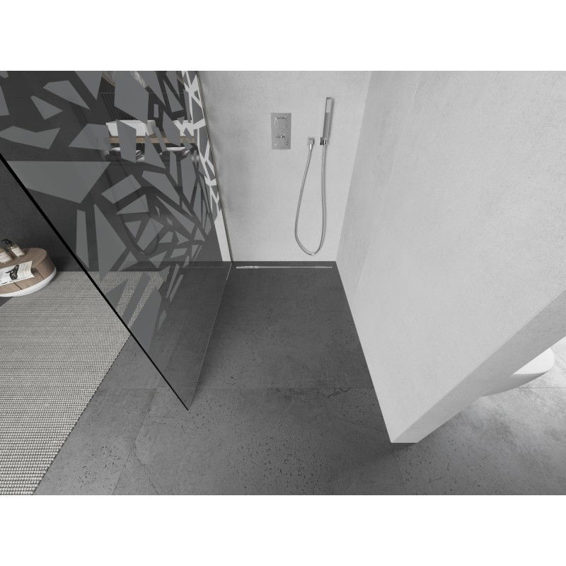 Mexen Kioto sprchová stena Walk-in 100 x 200 cm, biely vzor 8 mm, brúsený nikel - 800-100-101-97-85