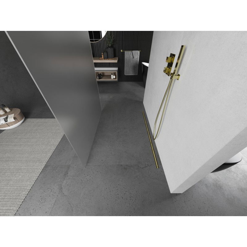 Mexen Kioto voľne stojaca sprchová stena 130 x 200 cm, matné sklo 8 mm, zlato brúsená - 800-130-002-55-30