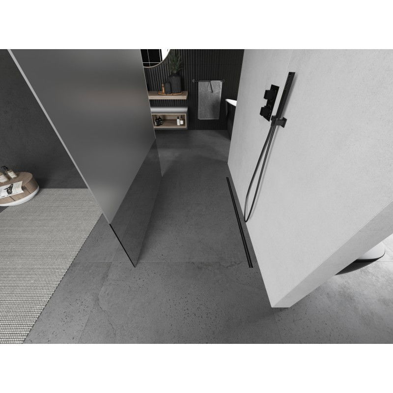 Mexen Kioto voľne stojaca sprchová stena 110 x 200 cm, transparentná/mrznutá 8 mm, brúsená gun gray - 800-110-002-66-35