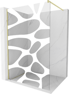 Mexen Kioto sprchová stena Walk-in 110 x 200 cm, biela vlna 8 mm, zlatá kartáčovaná - 800-110-101-55-97