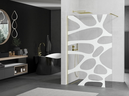 Mexen Kioto sprchová stěna Walk-in 130 x 200 cm, bílý vzor 8 mm, zlatý kartáčovaný - 800-130-101-55-97