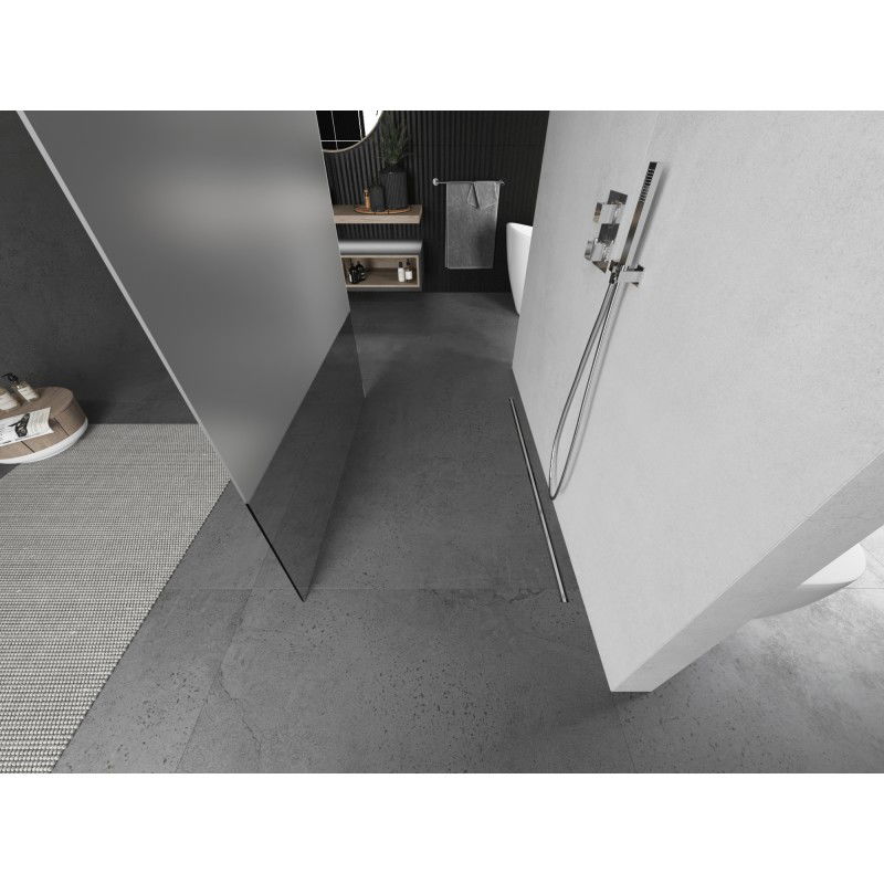 Mexen Kioto voľne stojaca sprchová stena 110 x 200 cm, priehľadná/námraza 8 mm, brúsený nikel - 800-110-002-97-35