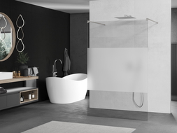 Mexen Kioto voľne stojaca sprchová stena 130 x 200 cm, priehľadná/matná 8 mm, kartáčovaný nikel - 800-130-002-97-35