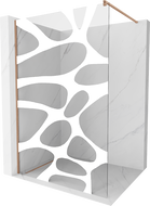 Mexen Kioto sprchová stena Walk-in 140 x 200 cm, biely vzor 8 mm, brúsená meď - 800-140-101-65-97