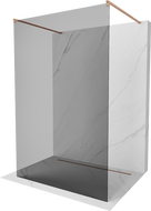 Mexen Kioto voľne stojaca sprchová zástena 100 x 200 cm, grafit 8 mm, brúsená meď - 800-100-002-65-40