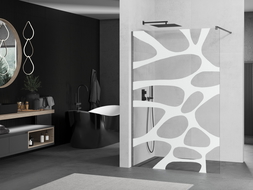 Mexen Kioto sprchová stěna Walk-in 70 x 200 cm, bílý vzor 8 mm, gun gray kartáčovaný - 800-070-101-66-97