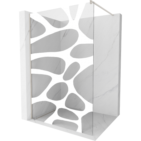 Mexen Kioto sprchová stěna Walk-in 100 x 200 cm, bílý vzor 8 mm, kartáčovaný nikl - 800-100-101-97-97