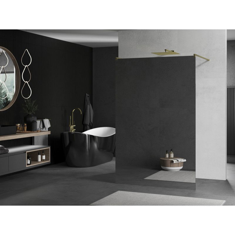 Mexen Kioto voľne stojaca sprchová stena 120 x 200 cm, zrkadlo 8 mm, zlatá kartáčovaná - 800-120-002-55-50